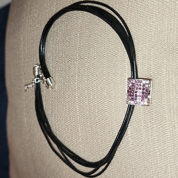 New Chico's Black Leather 5 Strand Choker Necklace, NWOT - Picture 4 of 6